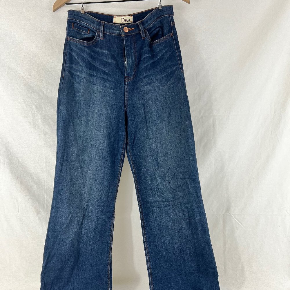 Dark wash flare/wide leg jeans